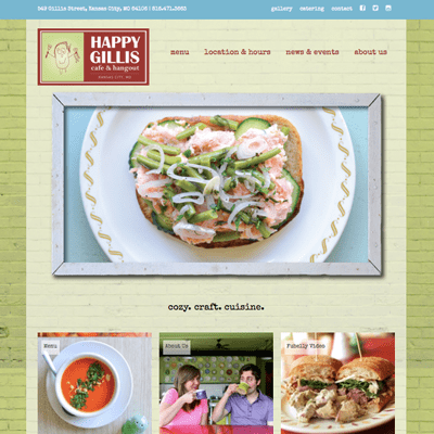 Website Design Happy Gillis Cafe & Hangout Website Design by Feed Me Creative Kansas City